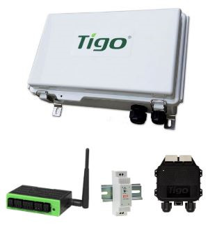 TIGO Kültéri CCA Készlet: Outdoor-rated enclosure + DIN Rail mount + CCA unit w/Antenna + DIN rail PS + TAP