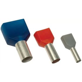   Szigetelt (PA6.6) iker-érvéghüvely, ónozott elektrolitréz, szürke, 2x4mm2 L=12mm E19I