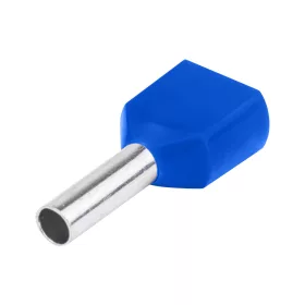  Szigetelt Tracon iker-érvéghüvely, ónozott elektrolitréz, kék, 2x2,5mm2, L=13mm E16I