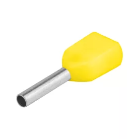   Szigetelt Tracon iker-érvéghüvely, ónozott elektrolitréz, sárga, 2x6mm2, L=14mm E22I