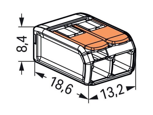 WAGO 221-412 vezeték összekötő sodrott 2-es, átlátszó 0,2-4mm2, 32A