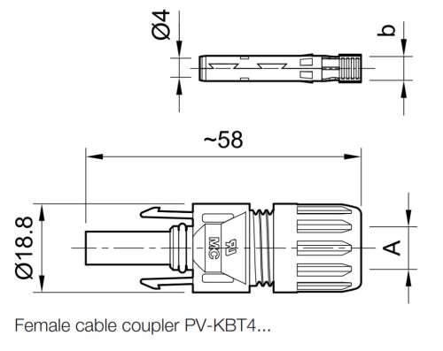 MC4 Solar csatlakozó anya
