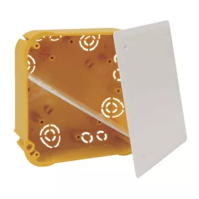   Kopos gipszkarton kötődoboz, 120x120x45mm, fedéllel és válaszfallal, sárga, KO 110/L NA