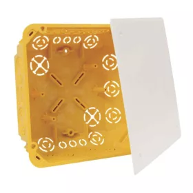   Kopos gipszkarton kötődoboz, 152x152x64mm, fedéllel, sárga IP30 (TS 35 alk.), KO 125/1L NA