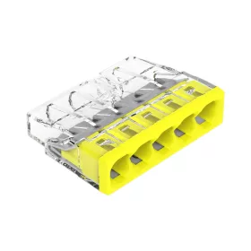   WAGO COMPACT vezeték összekötő 5x0,5-2,5 mm2 tömör vezetékhez, átlátszó házban, sárga fedéllel 2273-205