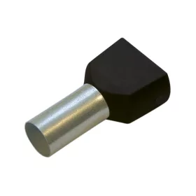   Szigetelt Haupa iker-érvéghüvely, ónozott elektrolitréz, fekete, 2x1,5mm2, L=8mm 270788