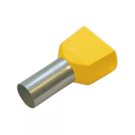   Szigetelt Haupa iker-érvéghüvely, ónozott elektrolitréz, sárga, 2x6mm2, L=14mm 270797