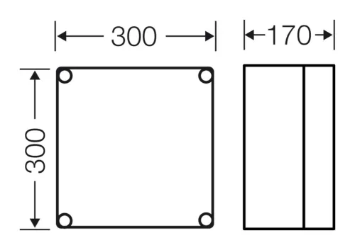 Hensel üres szekrény modul, 300x300x170mm teli fedéllel Mi 0201-CS